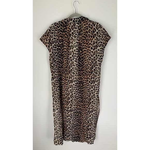 Ganni Organic Cotton Leopard Beach Kaftan Dress Womens XXS/XS Swim Cover Up New - Picture 11 of 12